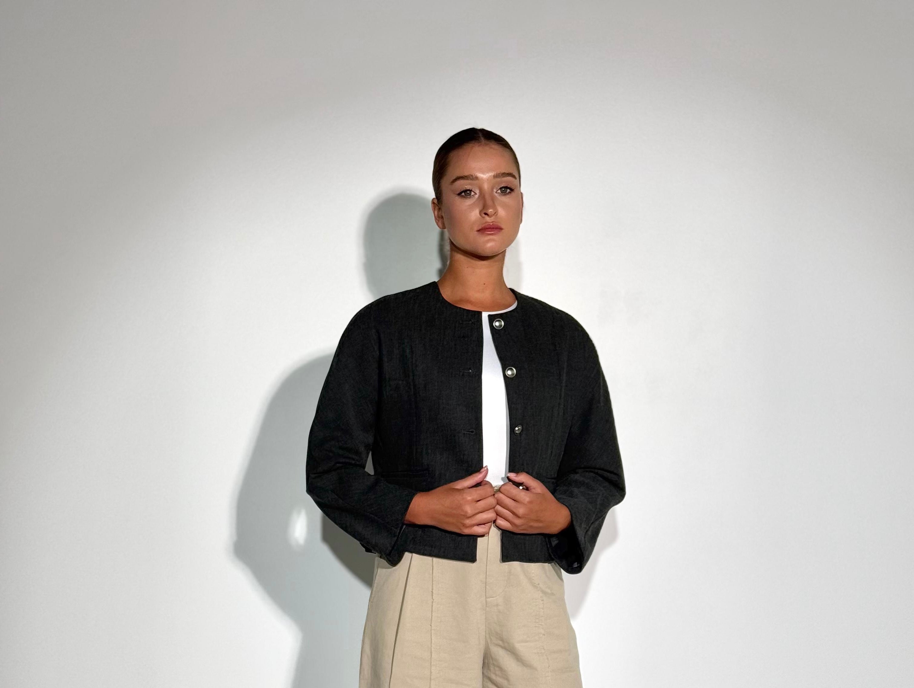 Crop blazer | Dark grey